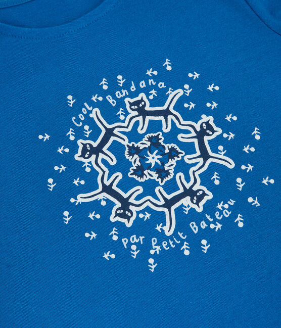 T-shirt a maniche corte in cotone bio bambina blu DELFT