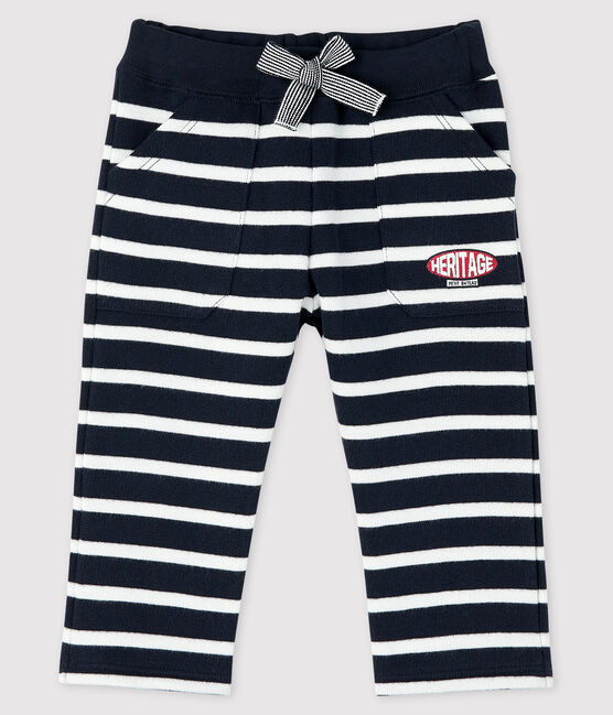 Pantalone a righe marinare bebè maschietto blu SMOKING/bianco MARSHMALLOW