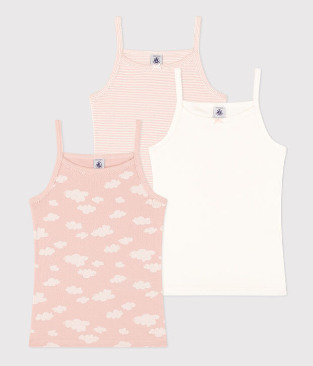 Confezione da 3 canottiere con spalline nuvole in cotone bambino multicolore