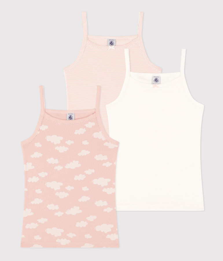 Confezione da 3 canottiere con spalline nuvole in cotone bambino multicolore