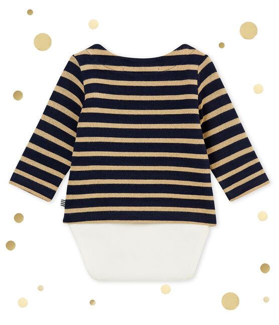 Body marinière luccicante per bebé femmina blu SMOKING/marrone BRINDILLE BRILLANT