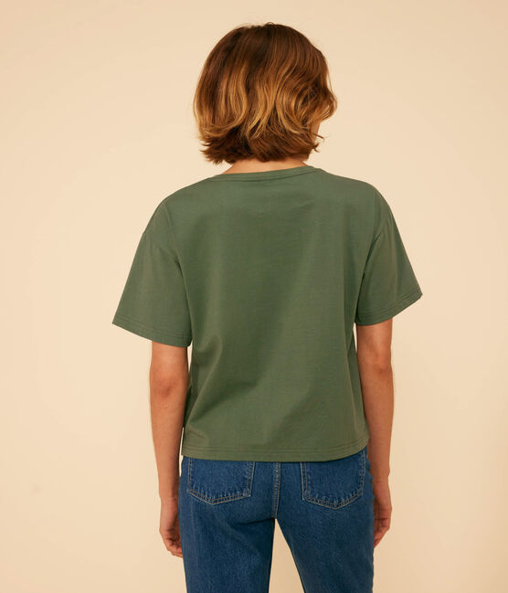 T-shirt LE BOXY in cotone donna verde CROCO