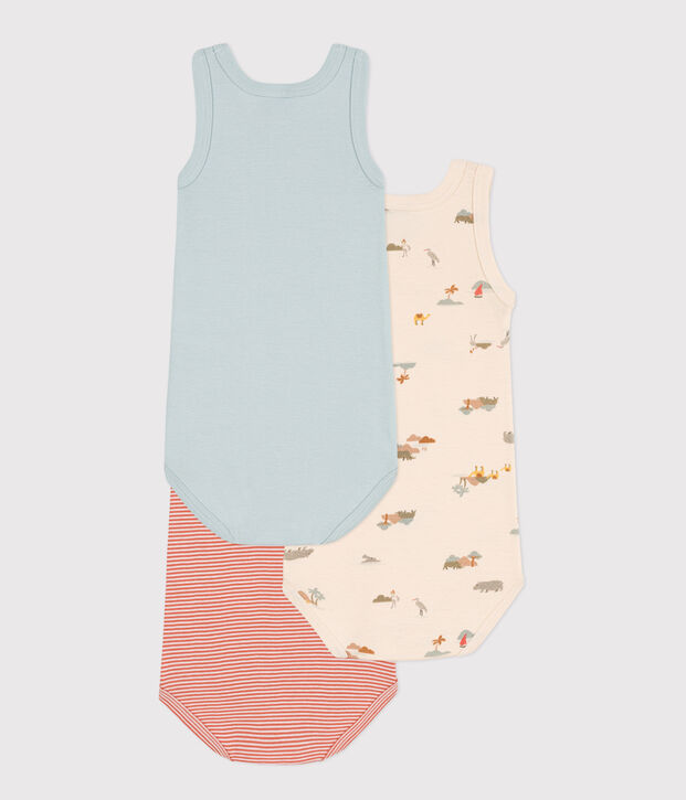 Confezione da 3 body a canottiera in cotone con animali multicolore
