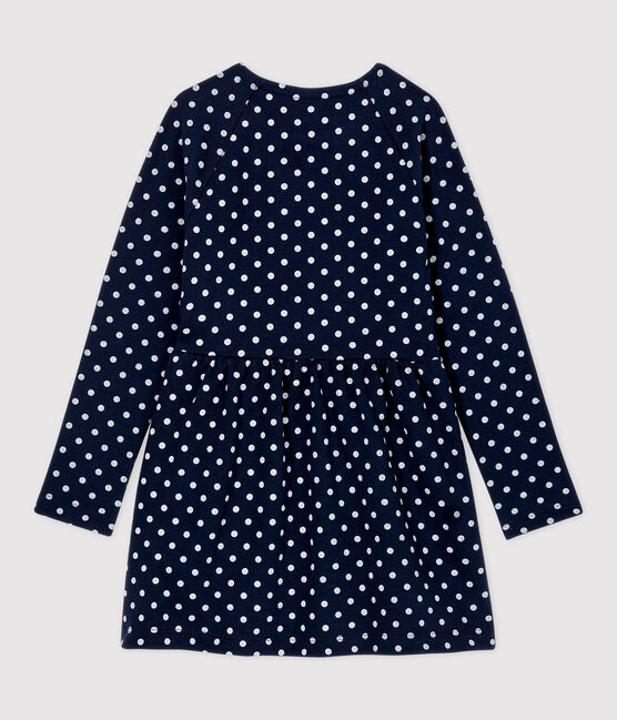 Abito bambina a maniche lunghe in molleton blu SMOKING/bianco MARSHMALLOW