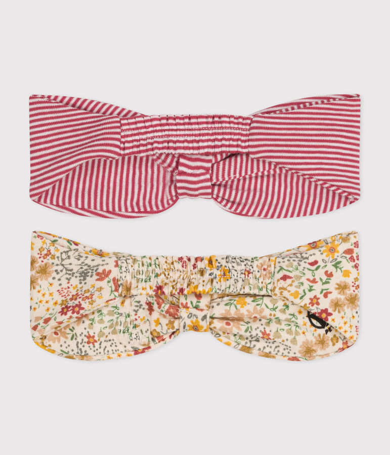 Confezione da 2 fasce beb&egrave; in cotone multicolore