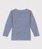 T-shirt a maniche lunghe rigata in lana e cotone da bambino blu MEDIEVAL/bianco MARSHMALLOW