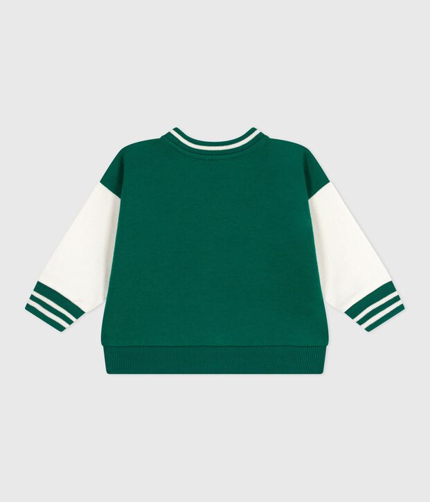 Teddy in cotone bicolore neonato verde/ecru