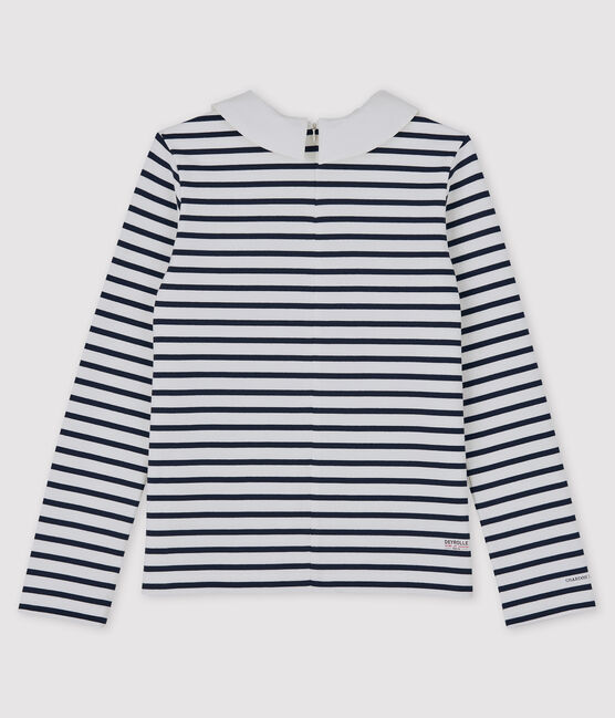 T-shirt marinière donna Petit Bateau x Deyrolle bianco MARSHMALLOW/blu SMOKING