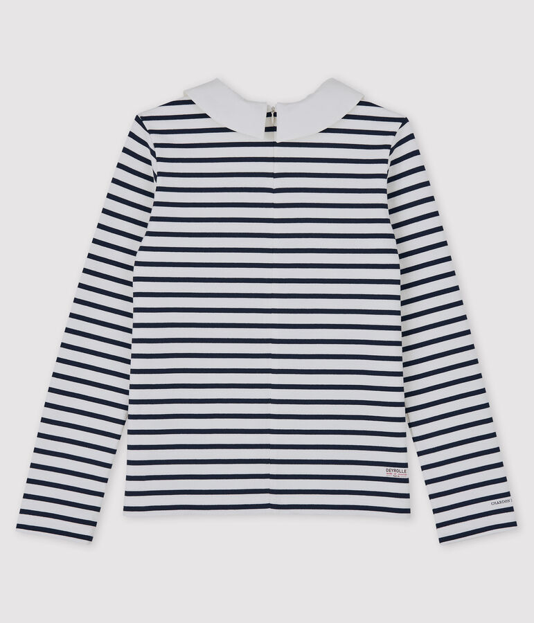T-shirt marini&egrave;re donna Petit Bateau x Deyrolle bianco MARSHMALLOW/blu SMOKING