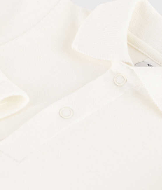Body  a manica lunga bebè con colletto polo in cotone bianco MARSHMALLOW