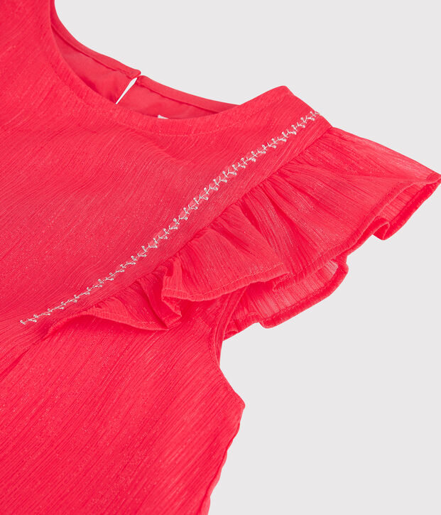 Abito da cerimonia in cr&ecirc;pe bambina rosa