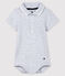 Body con collo a polo in cotone, a manica corta bebè grigio POUSSIERE CHINE