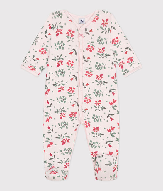 Pigiama in cotone a fiori neonato rosa FLEUR/bianco MULTICO