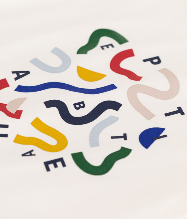 T-shirt stampata in jersey leggero bambino bianco