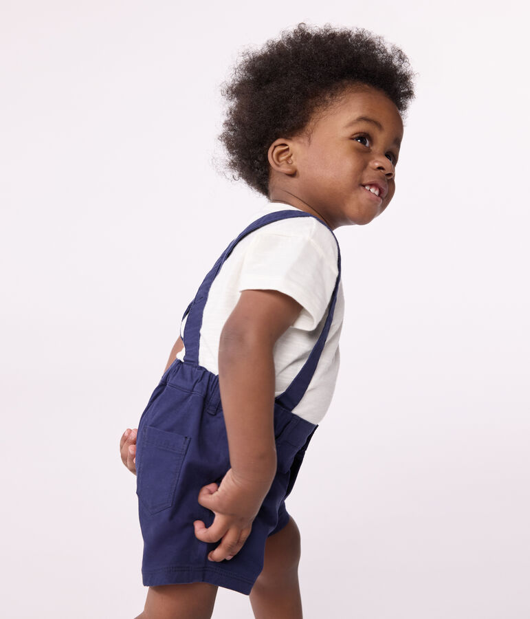 Salopette corta in serge beb&egrave; blu