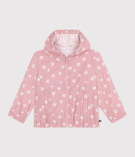 Giacca a vento a fiori bambina rosa CHARME/bianco MARSHMALLOW