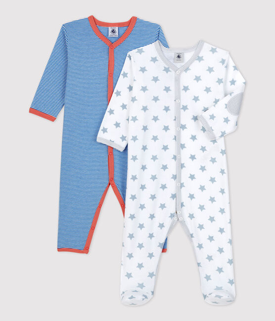 Confezione da 2 tutine pigiama con stelle e a righe in cotone variante 1