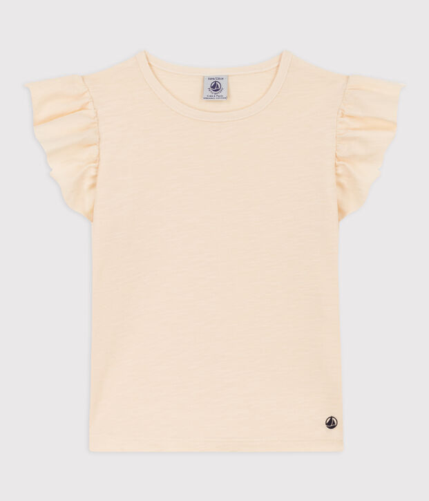 T-shirt a maniche corte in cotone bambina ecru