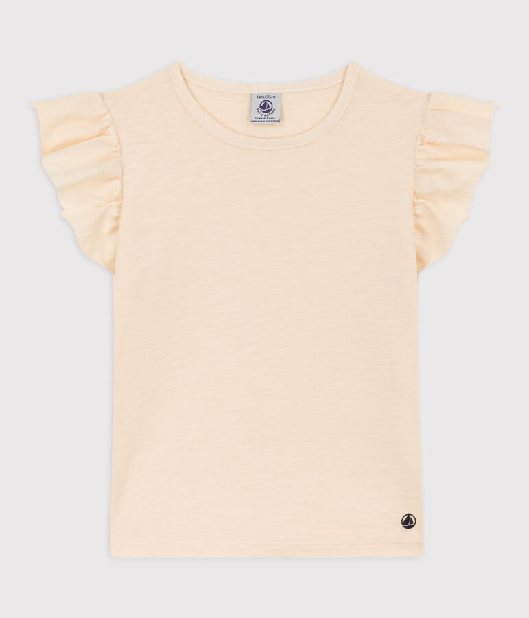 T-shirt a maniche corte in cotone bambina ecru