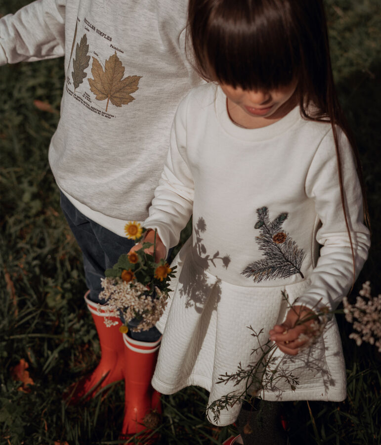 Abito bambina Petit Bateau x Deyrolle bianco MARSHMALLOW