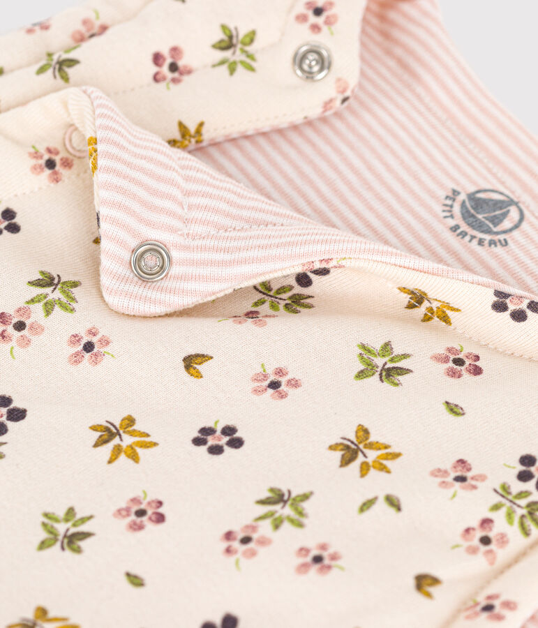 CARDIGAN SENZA MANICHE DOUBLE-FACE IN COTONE NEONATO ecru/marrone