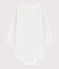 Body manica lunga bebè femmina bianco MARSHMALLOW/blu MEDIEVAL