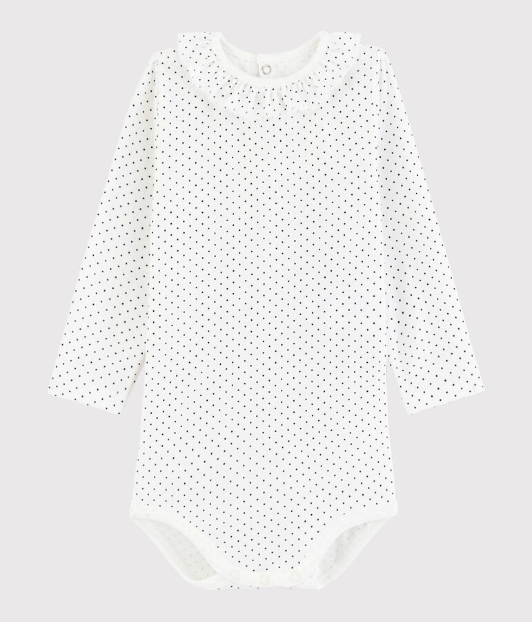 Body manica lunga beb&egrave; femmina bianco/blu