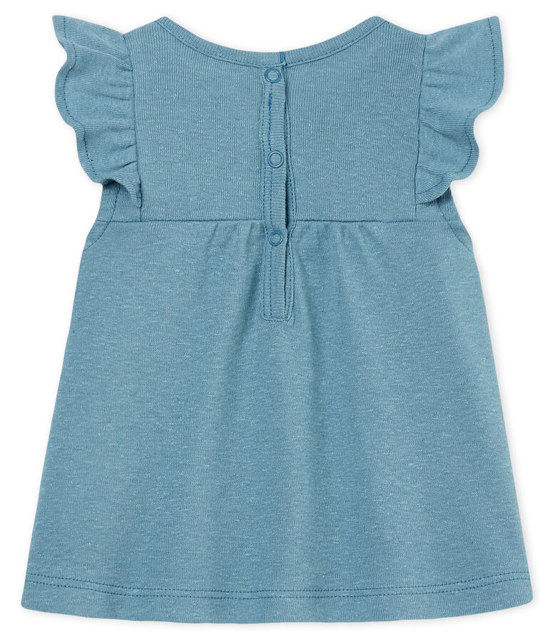 Blusa mc neonata in cotone/lino blu