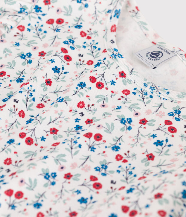 T-shirt a maniche corte in cotone a fiori bambina bianco/multicolore