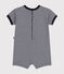 Tutina corta in jersey bebè blu SMOKING/bianco MARSHMALLOW