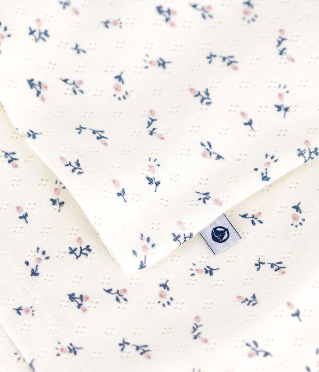 Pigiama corto in cotone traforato con stampa a fiori bambina bianco/multicolore