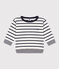 T-shirt a manica lunga in cotone a righe per bebè bianco MARSHMALLOW/blu SMOKING