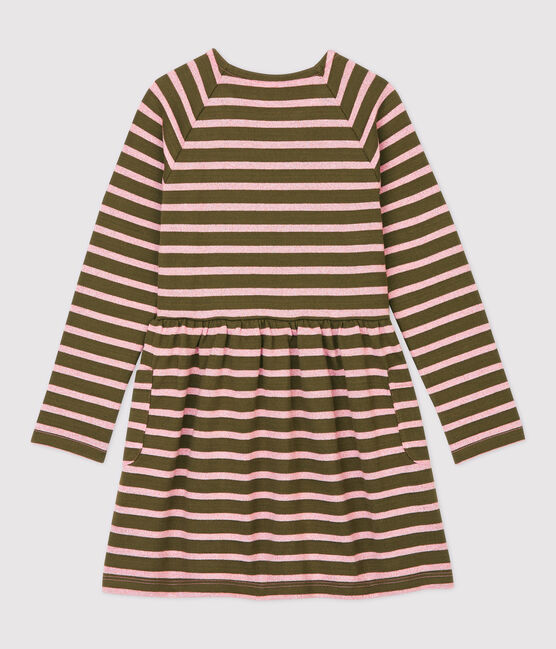 Abito bambina a maniche lunghe in cotone MILITARY/ CHARME BRILLANT