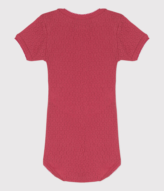 Body a maniche corte bebè in maglia traforata rosa PAPI