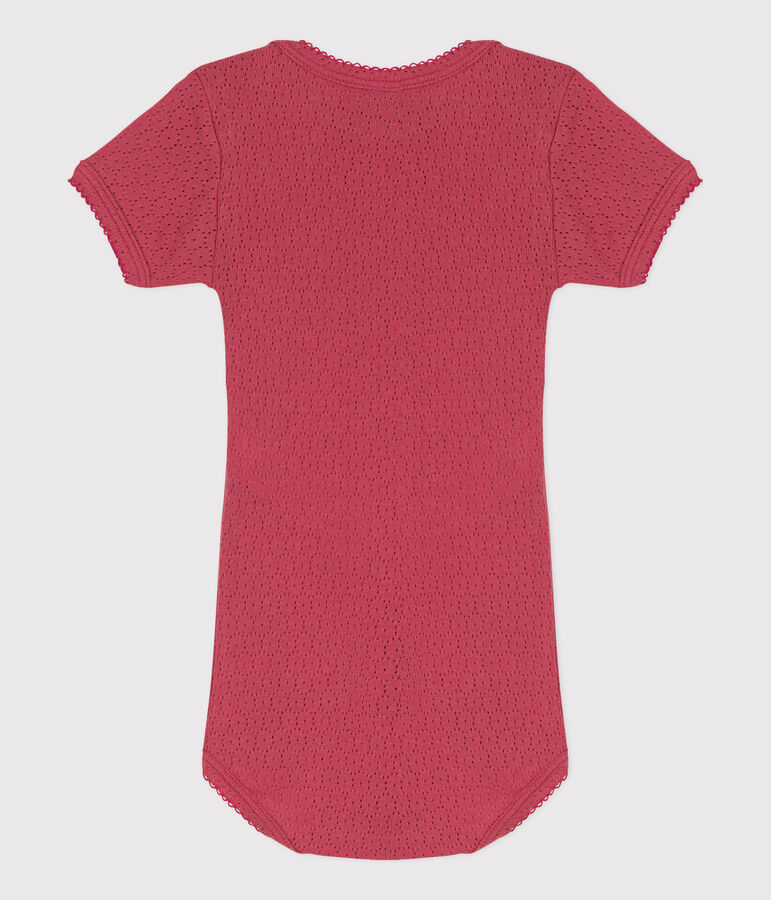 Body a maniche corte beb&egrave; in maglia traforata rosa