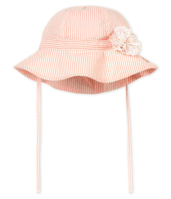 Cappello rigato bambina bianco MARSHMALLOW/rosa ROSAKO
