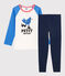 Pigiama con fantasia pulcino bambino in cotone biologico blu BRASIER/bianco MULTICO