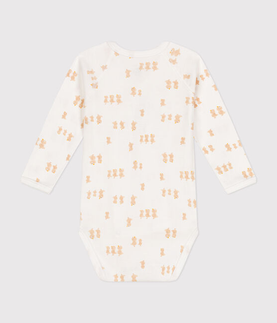 Body incrociato a maniche lunghe in cotone neonato MARSHMALLOW/ BEIGE