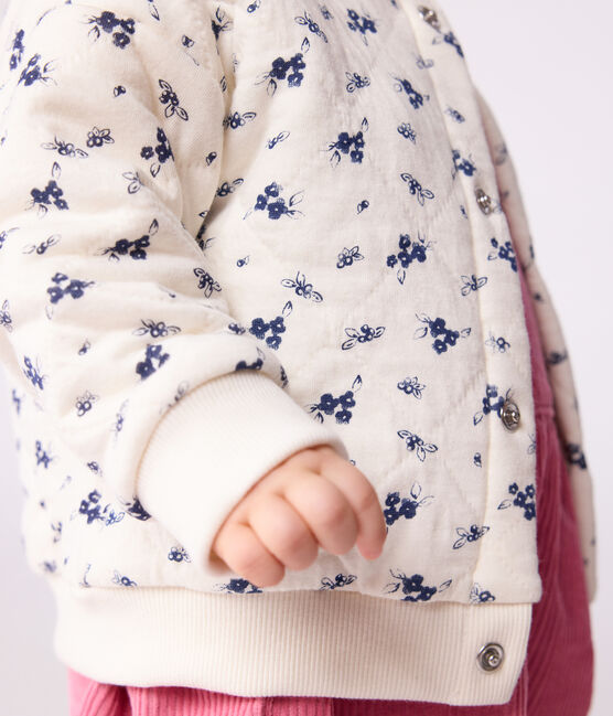 Cardigan in cotone con stampa a fiori neonata blu MILK/ SOIR