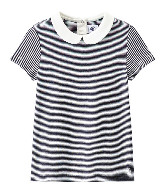 T-shirt bambina rigata blu SMOKING/bianco LAIT