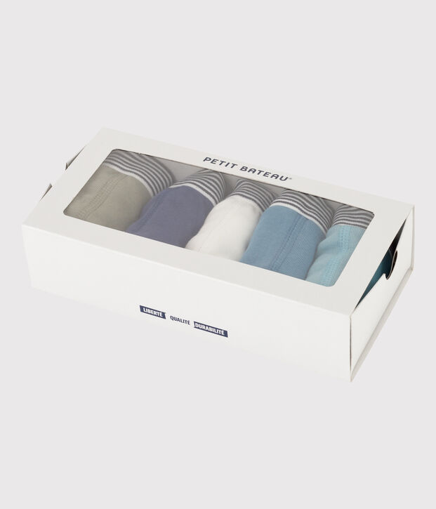 Confezione da 5 boxer a tinta unita in cotone bambino multicolore