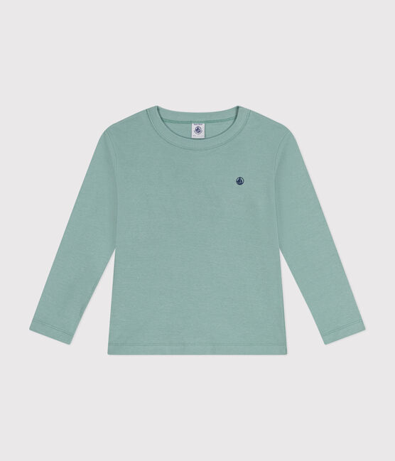 T-shirt a maniche lunghe a costine bambina/bambino verde PAUL