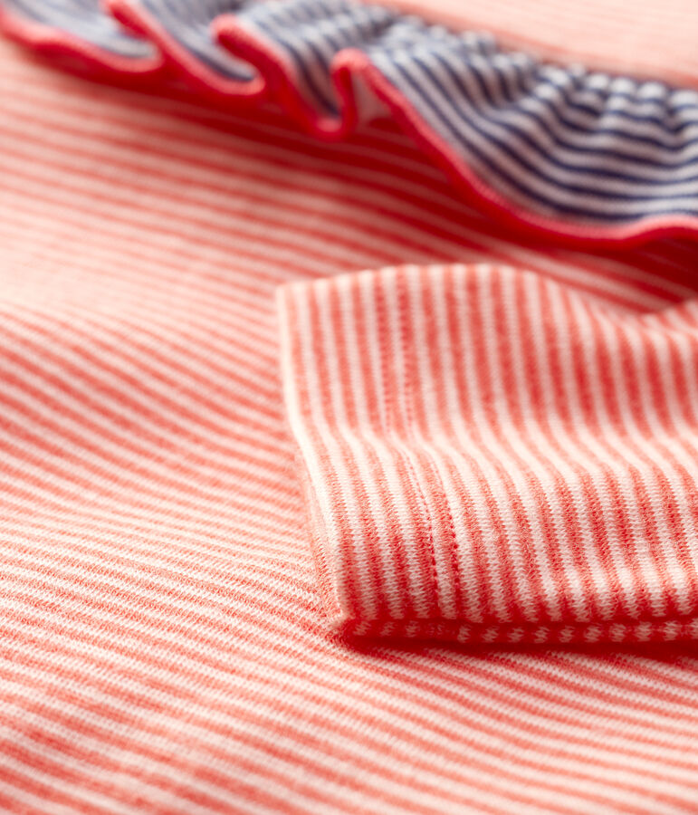 Blusa in lana e cotone beb&egrave; arancione/bianco