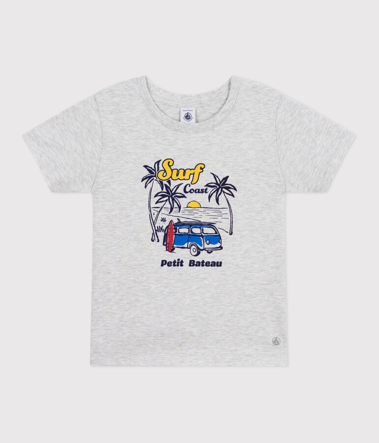 T-shirt a maniche corte in cotone con stampa bambino grigio