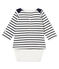 Body t-shirt a righe bebè maschietto bianco MARSHMALLOW/blu SMOKING