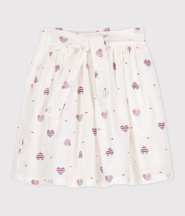 Gonna in cotone a cuori bambina ecru/multicolore