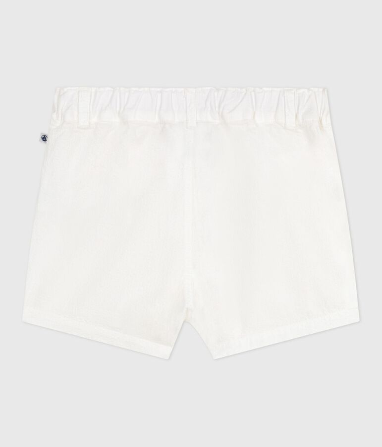 Shorts in seersucker a righe neonato bianco