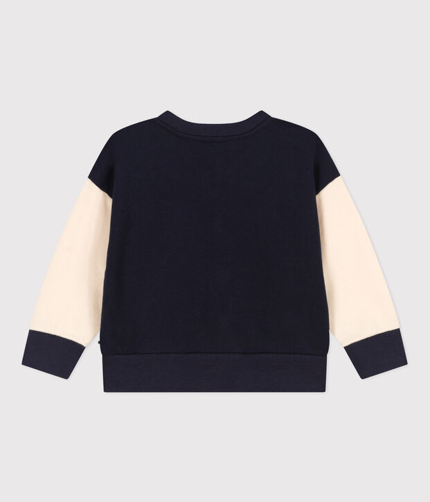 Cappotto letter jacket in tessuto felpato per beb&egrave; blu/ecru