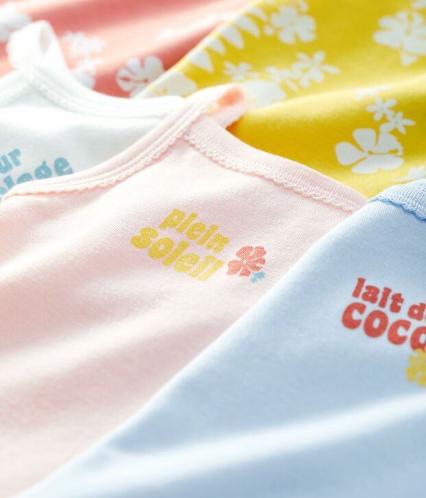 Set di 5 body Hawaii con spalline per beb&egrave; in cotone multicolore
