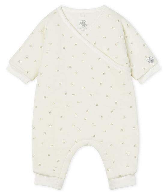 Tutina lunga bebè a costine in ovatta bianco MARSHMALLOW/grigio SOURICEAU CN